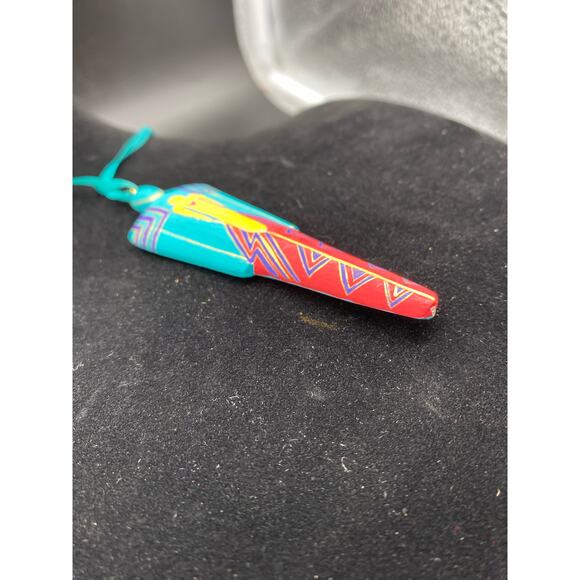 Vintage Signed brightly painted wood pendant Laurel Burch 1992 - Picture 4 of 5